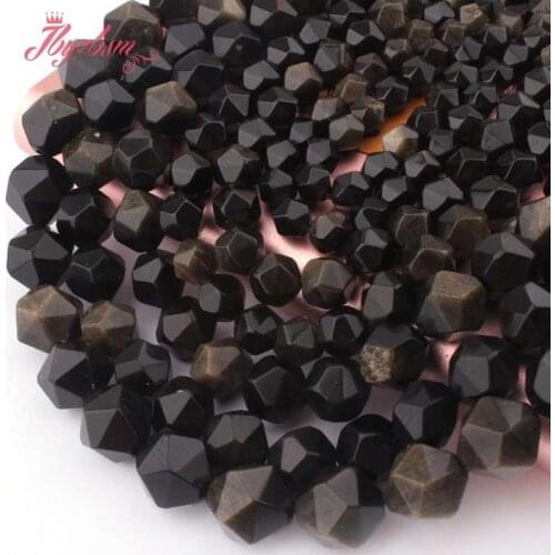 6,8,10,12mm Faceted Gold Obsidian Beads Natural Stone Beads For Necklace Bracelet Earring DIY Jewelry Making Spacer Strand 15"