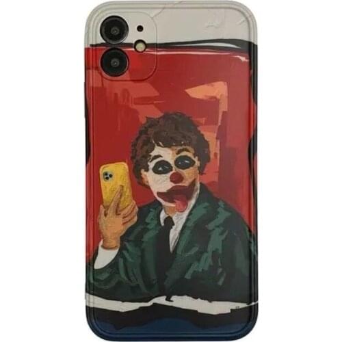 Funny Clown Selfie Case for iPhone 12 Pro Max Back Phone Cover for 12 Mini 11 Pro Max X XS XR 8 7 Plus SE 2020 Capa