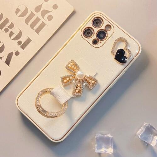 Butterfly Pearl Ring Case for Ip11 Ip12 Iphone 12 Promax Cover Cute for Iphone 11 Pro Max Cases for Girls Half-wrapped Case