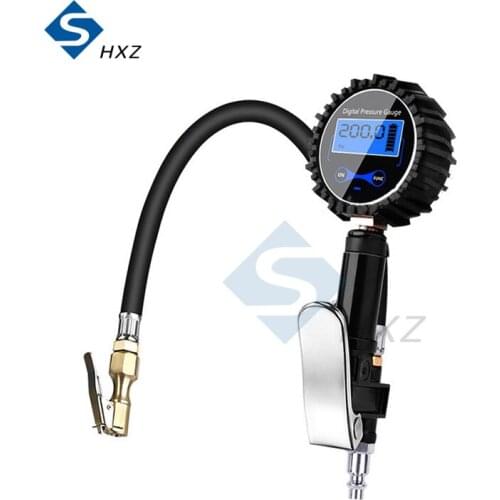 Digital Car Air Tire Pressure Inflator Quick Clip Gauge LCD Display Dial Meter Vehicle Tester with American Air Inlet Nozzle