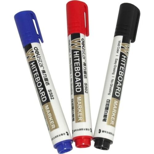 Deli S502 Repeated ink Whiteboard marker pen red/black/blue school & office supplies 10pcs/lot