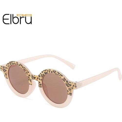 Elbru New Children Small Round Leopard Sunglasses Vintage Kids Sunshades Colorful Eyewear For Boys Girls Retro UV400 Sun Glasses
