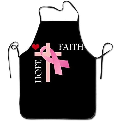Faith Hope Love, Breast Cancer Aprons for Women and Men - Durable Comfortable Bib Apron Chef Kitchen Aprons for Cooking, Baking