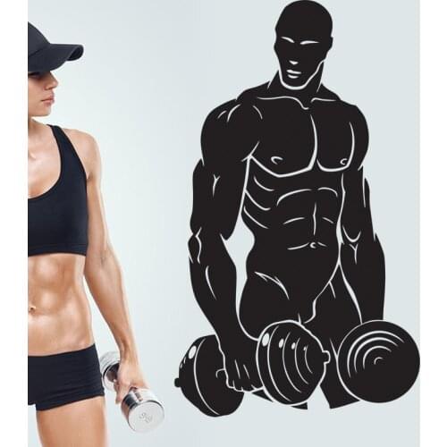 Fitness Club Decal Dumbbell Body-building Posters Vinyl Wall Decals Decor Mural Gym Sticker Fitness Crossfit Decal Gym Sticker
