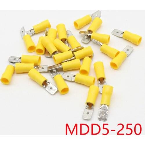 MDD5-250 MDD5.5-250 male Insulated Spade 100PCS/Pack Quick Connector Terminals Crimp Terminal AWG MDD
