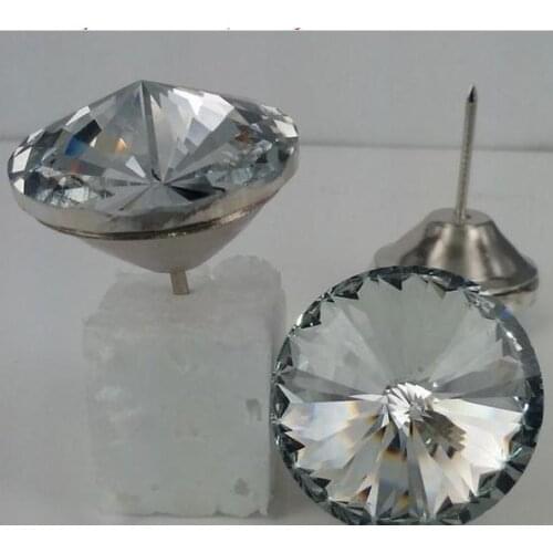 Crystal drawing pin wholesale 25mm 200pcs/lot furniture satellite glass crystal buttons , upholstery glass button with nails