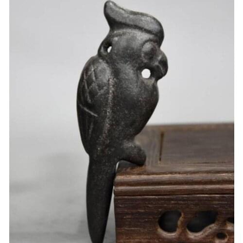 Hongshan culture archaize black iron meteorite parrot statue