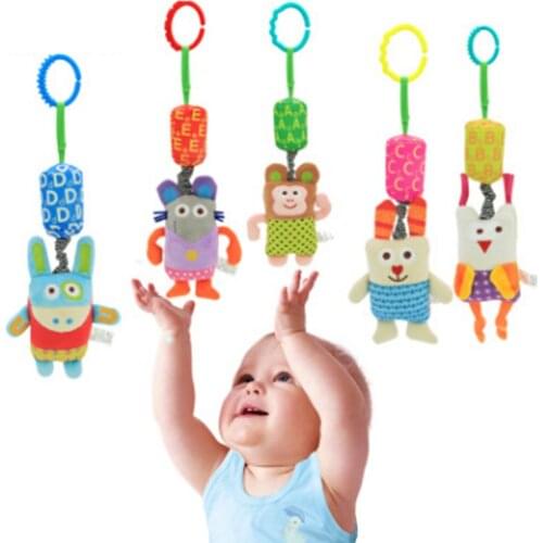 0-12months Baby Rattles toys Infant bed mini Hanging Rabbit Dolls Letter Educational For kids baby Toy gift