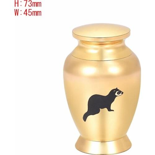 IJU028 Pet Ferret Engraved Small Cremation Urn for Ashes,Forever Remembered Gold Keepsake Urn With Fancy Box