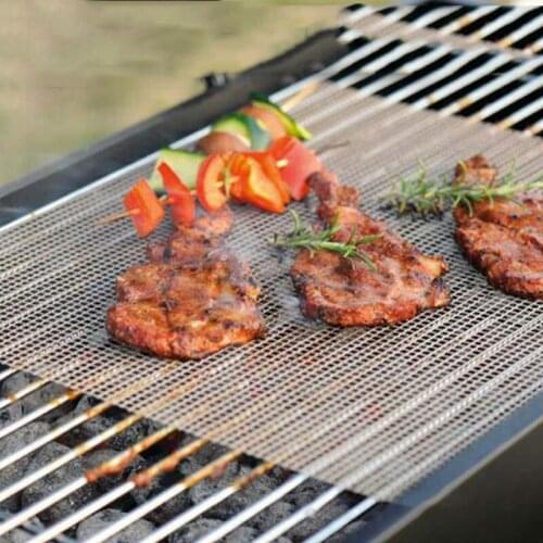 Kitchen Utensil Gadget Accessories Non-stick Grid Shape BBQ Grill Mats Barbecue Baking Pad Kitchen Cooking Tool Supplies