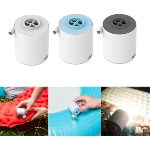 Mini Inflatable Pump with Camping Light 3-in-1 Portable Air Pump Inflate/Deflate Ultralight USB Rechargeable Dropshipping