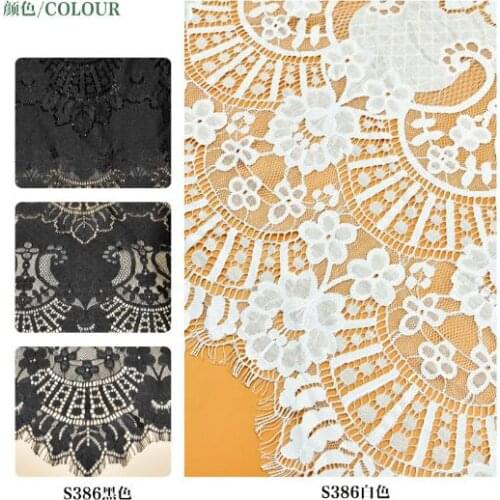 Fashion Home Decoration Accessories Black White Nylon Eyelash Lace Clothing Wedding Fabric 3M long