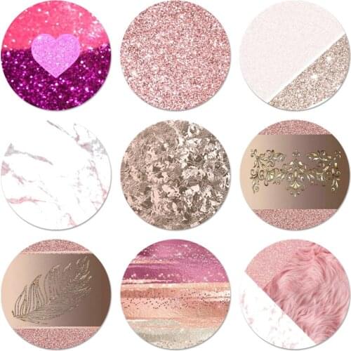 Marble Gold Pink Icons Pins Badge Decoration Brooches Metal Badges For Clothes Backpack Decoration 58mm