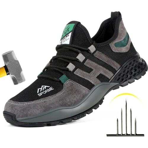 Men Breathable Work Sneakers Steel Toe Cap Work Safety Shoes For Men Safety Boots Anti-Puncture Indestructible Work Shoes Male