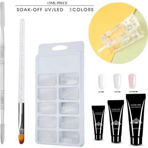 15ml 5pcs/set Nails Kit 15ml Poly UV Gel French Nails Art Manicure Tips Nails Build Extending Crystal Jelly Gum Nail Gel Set