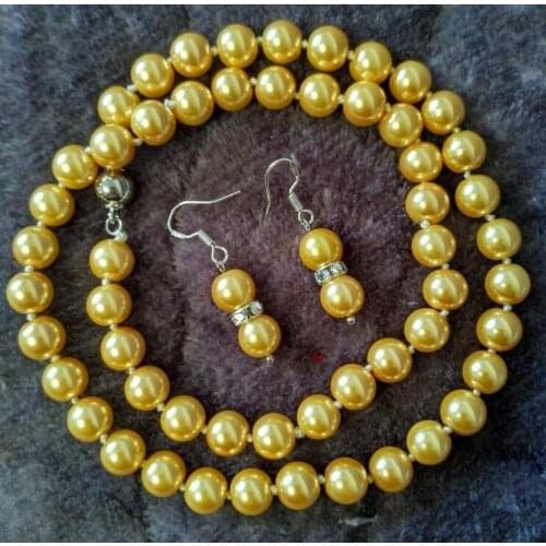 Charming 8mm Shell Pearl necklace AAA 18 inch Earring Set