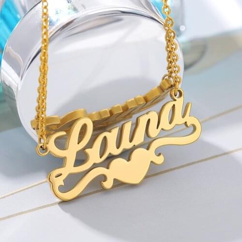 Trendy Handmade Custom Name Pendant With Heart Any Personalized Letter Choker Necklaces Women Men Engraved Valentines Gifts
