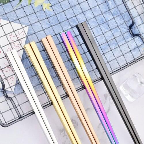 Stainless Steel Chopsticks Metal Tableware Multicolor Wedding Party Festival Supplies Chopsticks