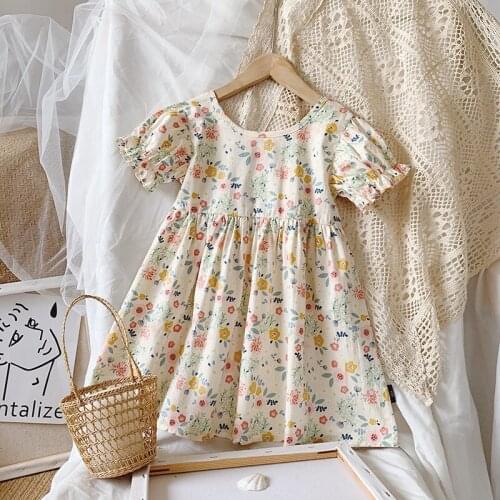 Girls Dress Clothing Baby Girls Short Sleeve Dress 1 Year-old Girls Dress with Floral Summer Dress 3-6 Years Cute Outfits Cloth