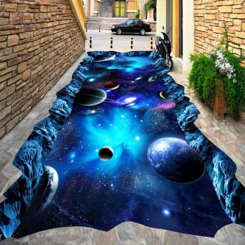Custom Floor Wallpaper Universe Star 3D Stereo PVC Floor Sticker Painting The Mall Wear Non-slip Waterproof 3D Mural Wallpaper