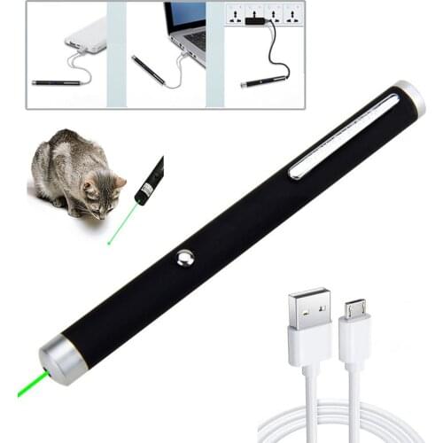 Portable USB Rechargeable Green Laser Pointer High Power 5MW Mini Green Point Laser Pointer Meeting Instructions Funny Cat Toy