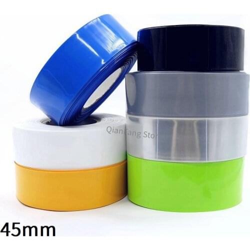PVC Heat Shrink Tube 45mm Width Blue Multicolor Shrinkable Cable Sleeve Sheath Pack Cover for 18650 Lithium Battery Film Wrap
