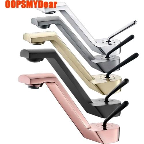 Rose Gold Faucet Bathroom Hot Cold Mixer Tap Wash Basin Single Handle Deck Mounted Crane Modern Luxury One Hole Torneira Kraan