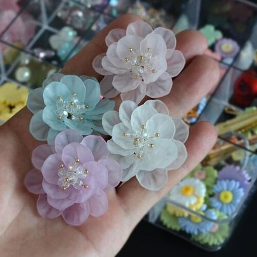 Handmade Hair Accessories DIY Hairpin Beaded Patch Accessories Sweet Frosted Acrylic Antique Crystal Begonia Flower Applique