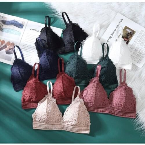 Sexy Lace Bras Women Corset Triangle Bralette Beauty Back Push Up Lingerie топ French Style Detachable Underwear топик женский