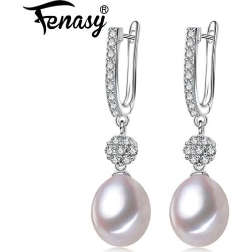FENASY 925 Sterling Silver Drop Earrings Natural Freshwater Pearl Earrings For Women Handcrafted Fashion Party Wedding Jewelry