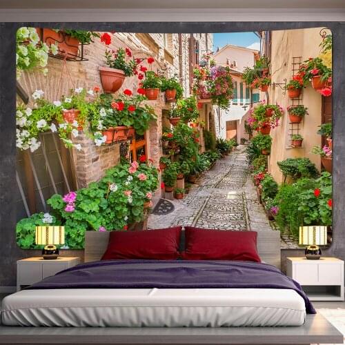 Nordic Town Home Decor Tapestry Background Cloth Bohemian Decor Tapestry Hippie Yoga Mat Sheets Sofa Blanket