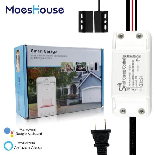 Smart WiFi Garage Door Controller Smart Life APP Remote Open Close Monitor Compatible With Alexa Echo Google Home No Hub Require