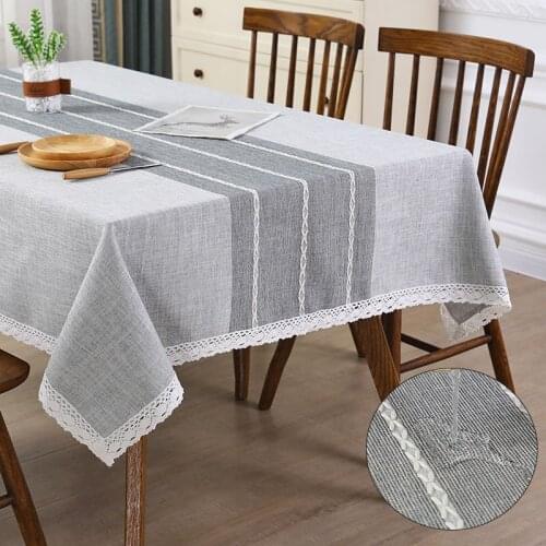 Modern Cotton Linen Table Cover Plain Waterproof Tablecloth Tassel Tea Table Cloth Dining Tablecloths Rectangular Table-cloth