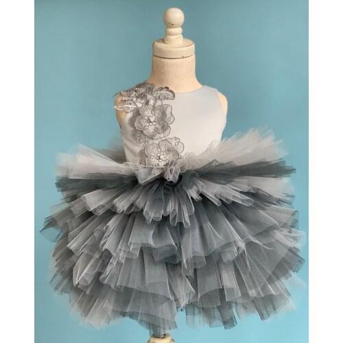 Toddler Baby Girl Tulle Flower Dress Party Gown Kids Dress Christmas Party Dress Photography Props AG0357