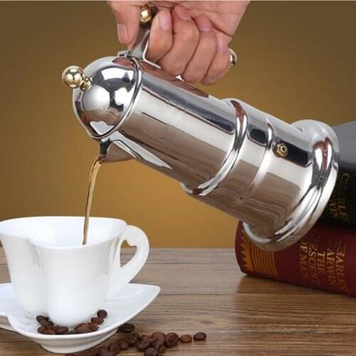 Thickened Italian Espresso Maker Stainless Steel Mocha Coffee Maker Pot for Stovetop or Induction Home Use