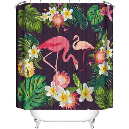 INS Plant Shower Curtain Waterproof Fabric Printed BathroomBathtub Large Wide Bath Cover Send Hook