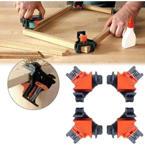 4pcs 90 Degree Right Angle Clamp Fixing Picture Frame Woodworking Corner Locator Portable Spring Clip Installer Accessories