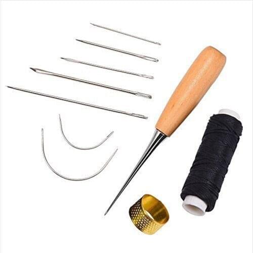 10Pcs Leather Sewing Shoes Repair Tool Sets Awl Hand Stitching Taper Leathercraft Needle Tool Kit Leather Craft Sewing Supplies