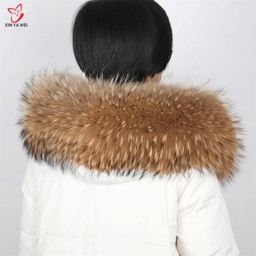 100% Real Fur Collar For Parkas Coats Luxury Warm Nayural Raccoon Fur Collar
