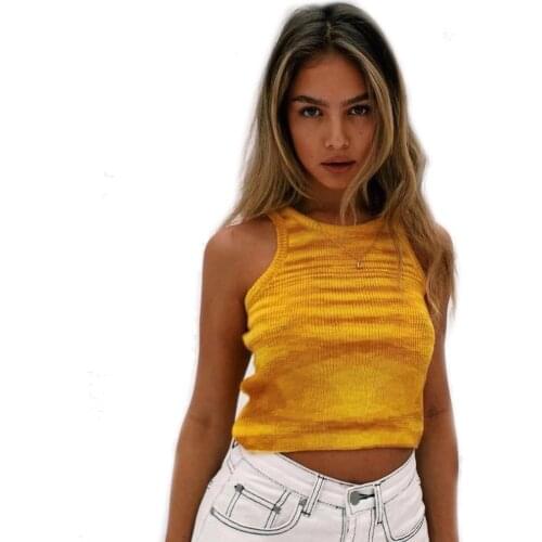 2021 Fashion Summer Sexy Backless Knitted Tank Tops for Women Sleeveless Y2K Top Cropped Club Party Outfits Streetwear