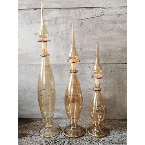 3 pieces different size body fragrance cologne refillable beautiful design blown glass bottles decorative vanity home decor