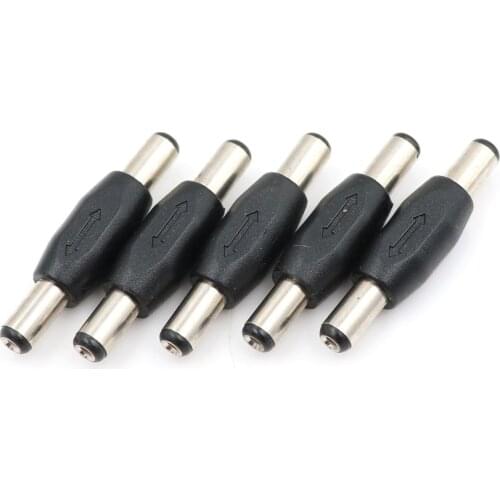 5pcs 5.5*2.1 Mm / 5.5x2.1mm DC Power Plug Connector Male To Male Panel Mounting Plugs Adaptor