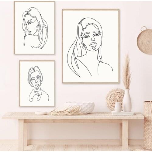 Abstract Line Prints Woman Girl Poster Minimalist Canvas Painting Posters Nordic Wall Pictures Living Room Decor