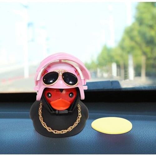 Car Ornament Helmet Broken Wind Small Cute Black Duck Dashboard Rearview Mirror Standing Camouflage Helmet Mini Black Duck Decor