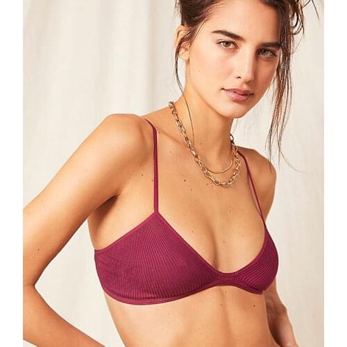 Ribbed Cotton Bralette Top Women Sexy Bra Lingerie Wireless Unpadded Bras Backless Brassiere Soft Thin Underwear Bralet