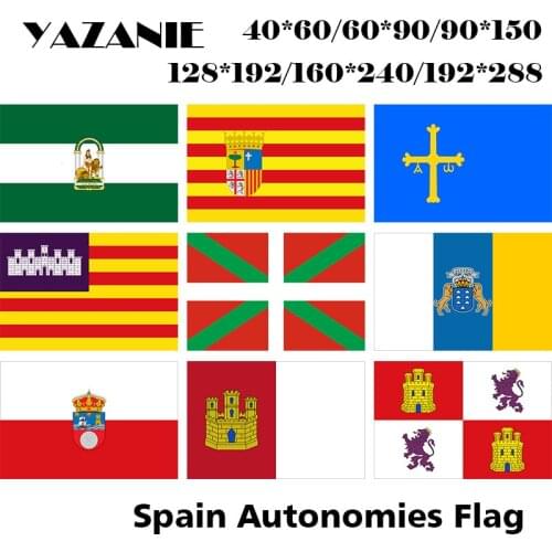 YAZANIE Double Sided Spain Andalusia Aragon Asturias Balearic Islands Basque Canary Islands Cantabria Spanish Flags and Banners