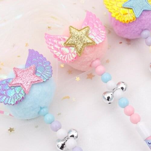 Cat Teaser Wand Beaded Kitten Stick Cat Interactive Toy Colorful Pet Wand With Angel Wings Kitten Cat Supplies Cat Accessories