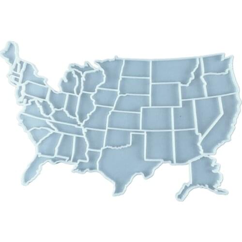K3ND Tea Tray Coaster Mold US Map Mat Silicone Epoxy Resin Coaster Mold Used to Make Artificial Agate Pieces Coasters