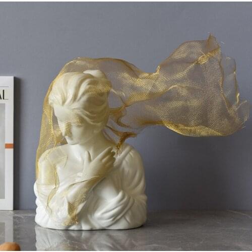 Boreal Europe style Ceramic sculpture The veil girl Original artwork In the window decorations for home figurine mysterious