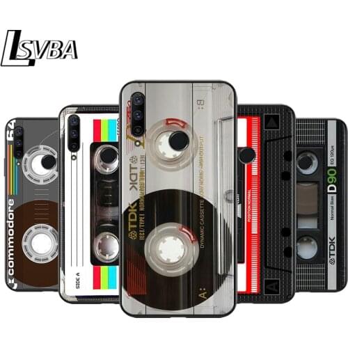 Magnetic tape Cassette audio tape for Huawei Honor 30 20 10i 10 9C 9A 9S 9X 9 8X 8A 8 7A 7C Pro Plus Lite Black Phone Case